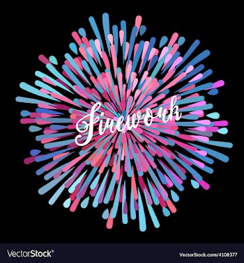 pattern with stylized fireworks and party