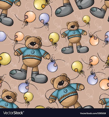 Pattern with teddy bear and balloons vector image