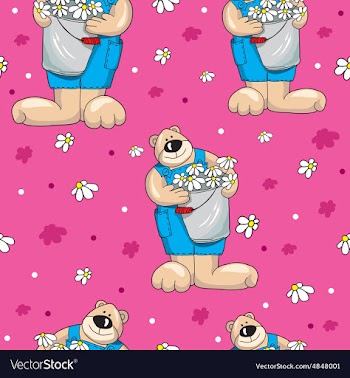 Pattern with teddy bears on pink background vector image