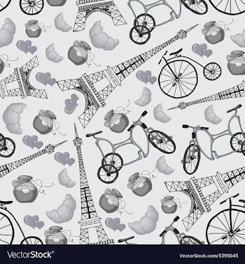 Pattern with the Eiffel Tower and bicycles vector image
