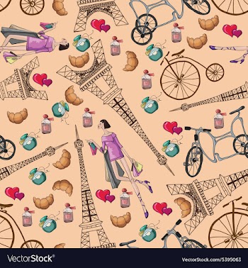 Pattern with the Eiffel Tower and perfume vector image