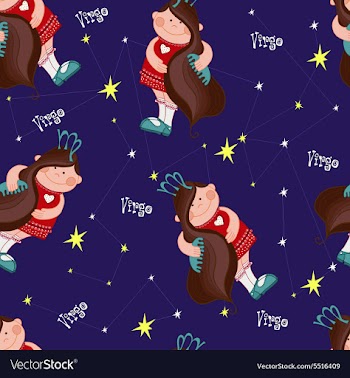 Pattern with Virgo on a blue background vector image