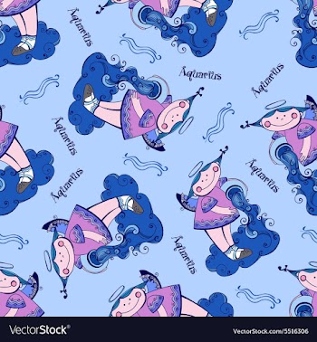 Pattern with zodiac sign Aquarius vector image
