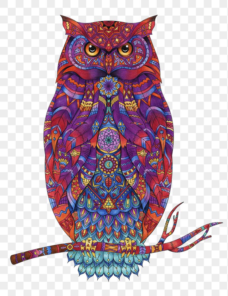Patterned owl png animal sticker, | Free PNG - rawpixel