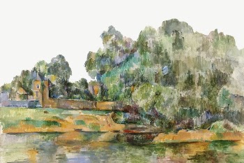 Paul Cezanne&rsquo;s Riverbank border, post-impressionist | Free PSD Illustration - rawpixel