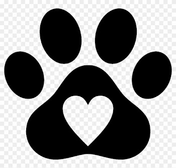 Paw Print With Heart Rubber Stamp - Paw Print Heart Transparent