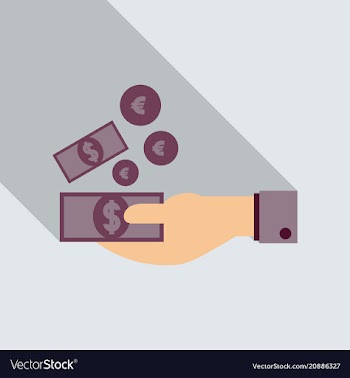 Payment hand cash icon in flat style with shadow vector image