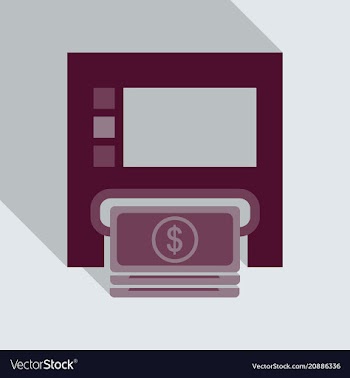 Payment through atm withdrawal of money via vector image