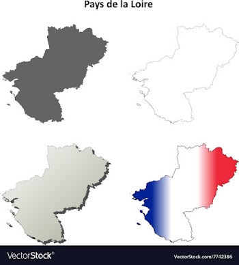 Pays de la Loire blank outline map set vector image