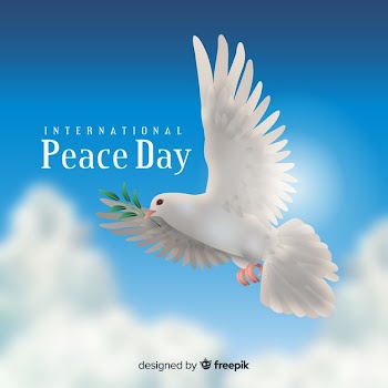 Peace day concept with realistic dove Free Vector