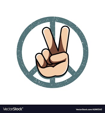 peace sign symbols with v gesture retro style