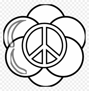 Peace Symbol Peace Sign Flower 13 Black White Line - Love Soccer Coloring Pages
