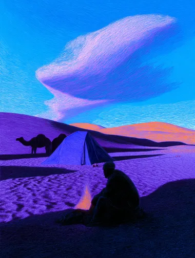 Peaceful Desert Oasis at Sunset Peaceful Desert Oasis at Sunset