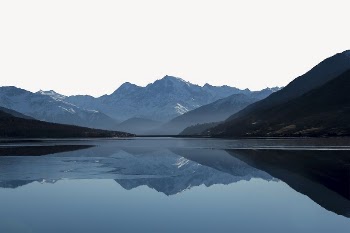 Peaceful mountain lake border, nature | Free PSD - rawpixel