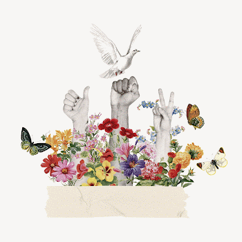 Peaceful protest, vintage botanical remix | Free Photo - rawpixel
