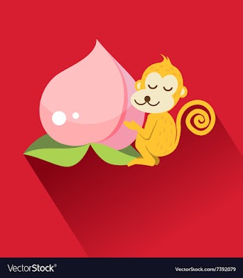  					Peach and monkey for Chinese new year vector image														