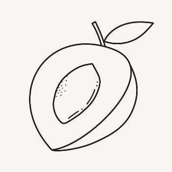Peach doodle clipart, cute black | Free PSD Illustration - rawpixel