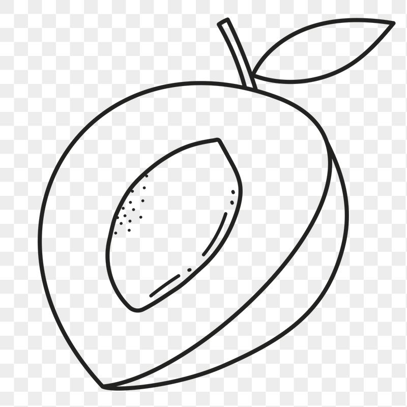 Peach png doodle sticker, black | Free PNG Illustration - rawpixel