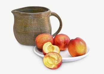 Peaches fruit and jug collage | Free PSD - rawpixel