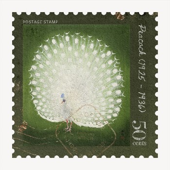 Peacock postage stamp, animal collage | Free PSD - rawpixel
