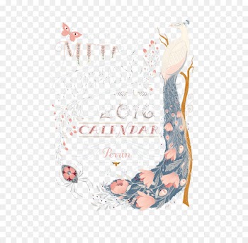 Peafowl Graphic design Illustration - Beautiful hand-painted peacock calendar 