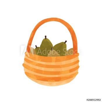 Pears in basket hand drawn vector illustration