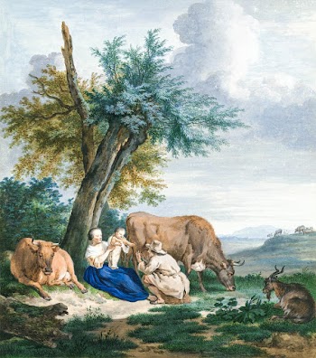 Peasant woman and farmer with child in a… | Free public domain illustration