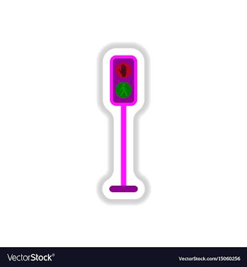 Pedestrian traffic lights sticker vector image