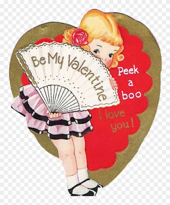 Peek A Boo Behind The Hand Fan Vintage Diecut Valentine - Baby