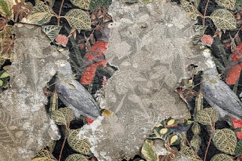 Peeling floral wallpaper on concrete wall | Free stock illustration | High Resolution graphic