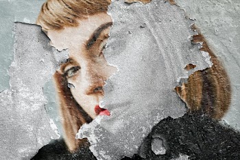 Peeling woman mural art on concrete wall | Free stock illustration | High Resolution graphic