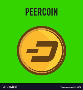 Peercoin cryptocurrency symbol on gold coin flat vector image
