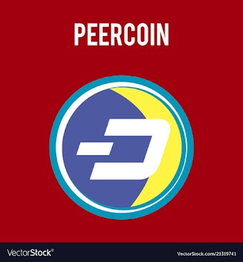 Peercoin cryptocurrency symbol on gold coin flat vector image