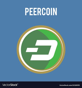 Peercoin cryptocurrency symbol on gold coin flat vector image