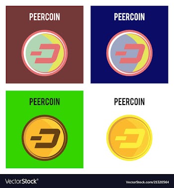 Peercoin cryptocurrency symbol on gold coin flat vector image