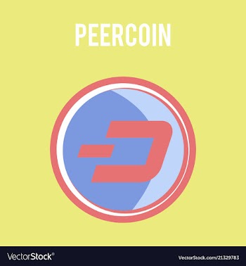 Peercoin cryptocurrency symbol on gold coin flat vector image