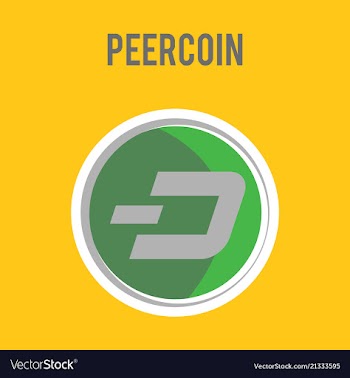 Peercoin cryptocurrency symbol on gold coin flat vector image