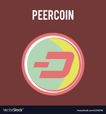 Peercoin cryptocurrency symbol on gold coin flat vector image