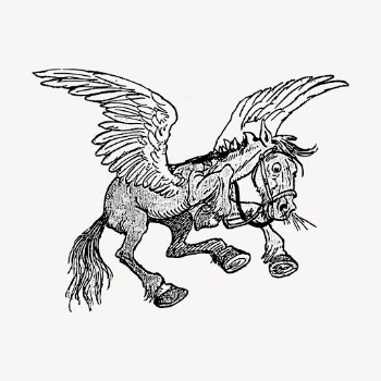 Pegasus cartoon hand drawn clipart, | Free Vector Illustration - rawpixel