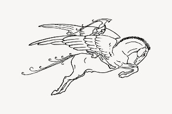 Pegasus clipart, drawing illustration vector. | Free Vector Illustration - rawpixel