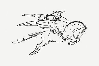 Pegasus collage element, vintage illustration | Free PSD Illustration - rawpixel