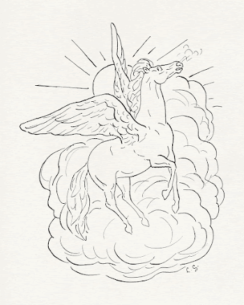 Pegasus flies in front of a cloud | Free Photo Illustration - rawpixel