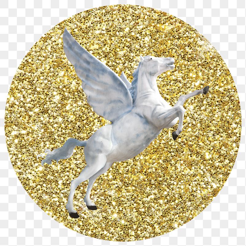 Pegasus png badge sticker, gold | Free PNG - rawpixel