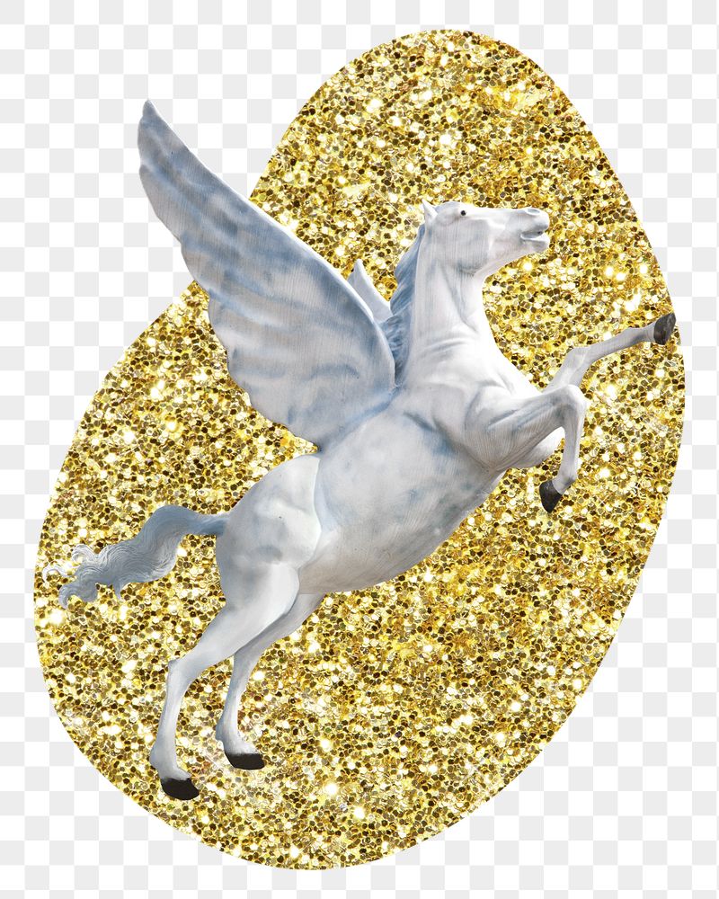 Pegasus png badge sticker, gold | Free PNG - rawpixel