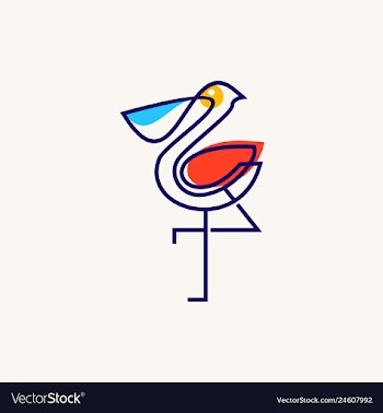 Pelican logo colorful line art monoline outline vector image