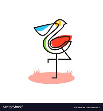 Pelican logo colorful line art monoline outline vector image