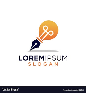 Pen bulb idea logo vector image