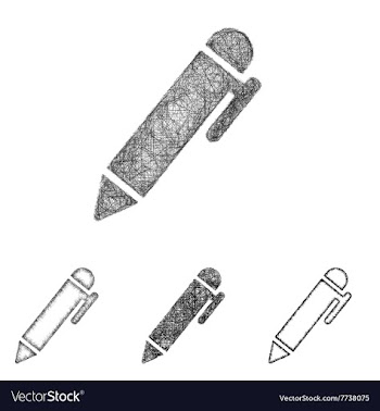 Pen icon set - sketch line art vector image