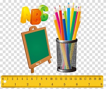 Pencil and chalk easel illustration, Colored pencil Crayon , Hand-painted cartoon blackboard ruler school season watercolor pen pen letters ABC transparent background PNG clipart