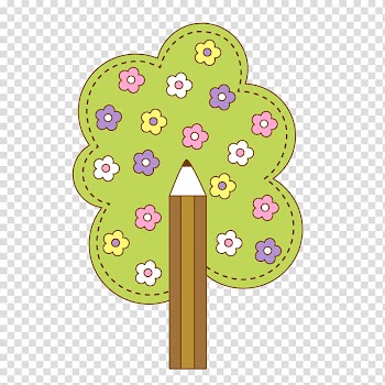 Pencil Cartoon Illustration, Pencil flowers trees transparent background PNG clipart